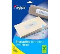 Apli Agipa - Pochette Étiquettes Adhésives Blanches Multi-Usages - Coins Arrondis - 50 x 20 mm - Certifié FSC - 1400 Étiquettes