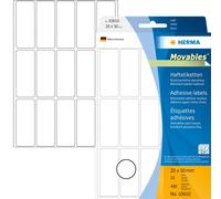 Étiquettes multi-usages blanches 20x50 mm Movables/amovibles papier mat 480 pcs.