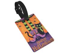 Étiquettes noires Happy Halloween avec pattes de sorcière pour bagages, nom et valise, idéales pour les sacs à dos de voyage et de croisière