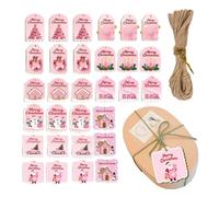 Étiquettes Nominatives De Noël,30 Pièces d'Étiquettes Ornementales - Étiquettes En Bois Avec Cordon Et Trous - pour la Création de Cadeaux destinés aux Fêtes Anniversaire Réunions Familiales et