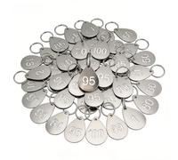 Étiquettes Numériques, 100 Pièces de Porte-Clés Numérotés en Acier Inoxydable Jeu de 1 à 100 3,5 x 2,5 cm Étiquettes Numérotées en Forme de Gouttelette pour L'organisation des Clés