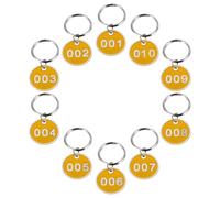 Étiquettes Numériques en Métal avec Anneau, Numérotées 1 à 10 | Jaune, Pratiques et Étanches, pour Clés, Mémoires Usb, Armoires et Vestiaires Spa
