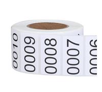 Étiquettes numérotées consécutivement pour la gestion des stocks, 3,8 x 1,9 cm, autocollants en vinyle numérotés d'inventaire, autocollants numérotés consécutifs pour intérieur et extérieur 0001 à