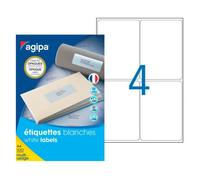 Etiquettes opaques multi usages 99,1 x 139 mm Agipa 102420 blanches - boite de 400