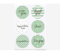 Etiquettes papier adhésives message vol.3 vert designs assortis 10,8x15,5cm. 2 feuilles