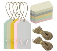 Étiquettes Papier Kraft, Couleur Etiquette Cadeaux 4x9cm, 200PCS Etiquette Carton avec Ficelle de Jute, pour Mariage Noël Anniversaire Artisanat