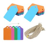 Étiquettes Papier Kraft, Couleur Etiquette Cadeaux 7x4cm, 150PCS Etiquette Carton avec Ficelle de Jute, pour Mariage Noël Anniversaire Artisanat