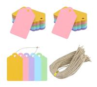 Étiquettes Papier Kraft, Couleur Etiquette Cadeaux 7x4cm, 150PCS Etiquette Carton avec Ficelle de Jute, pour Mariage Noël Anniversaire Artisanat