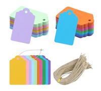Étiquettes Papier Kraft, Couleur Etiquette Cadeaux 7x4cm, 200PCS Etiquette Carton avec Ficelle de Jute, pour Mariage Noël Anniversaire Artisanat