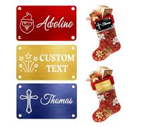 Étiquettes personnalisées en cuir pour bas de Noël, étiquettes personnalisées avec rivets, texte/icône gravés, pour la famille, les femmes et les hommes, cadeau de Noël (Étiquette métallique)