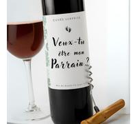 Étiquettes personnalisées Naissance - (lot de 2) Veux tu être Mon Parrain ?- Bouteille de vin - Naissance - Annonce Grossesse - Demande Parrain - vin Bapteme