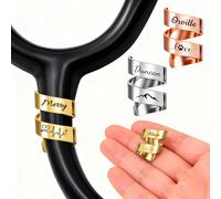 Étiquettes Personnalisées pour Stéthoscope -accessoires Gravure Laser Identification Nom- Idéal Personnel Étudiant Médecine Vétérinaires d'infirmière - Cadeau Pratique (Double Cercle)