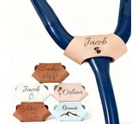 Étiquettes Personnalisées pour Stéthoscope -accessoires Gravure Laser Identification Nom- Idéal Personnel Étudiant Médecine Vétérinaires d'infirmière - Cadeau Pratique (Cuir)
