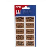 Etiquettes - Plaisir d'offrir - Kraft - 20 x 32 mm - Cadeau - Bouquet de fleur - Apli