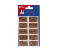 Etiquettes - Plaisir d'offrir - Kraft - 20 x 32 mm - Cadeau - Bouquet de fleur - Apli