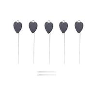 Étiquettes Plantes en Ardoise, 5pcs Étiquettes Potager Ardoise, Marqueurs de Plantes de Jardin avec 2 Crayon, Écriteaux Naturelles avec Piquets en Métal pour Pot de Plantes (cœur)