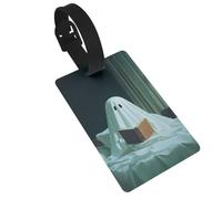 Étiquettes pour bagages, nom et sac à dos Motif fantôme en train de lire un livre au lit Idéal pour les voyages croisières