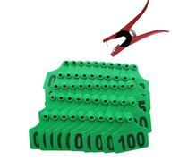 étiquettes pour bétail, For chèvres, bovins, moutons, porcs, chiens, cerfs, fermes, avec 1 pince for retirer les étiquettes d'oreille, 001-100/001-200/001-300 numéro 1-300/1-100(Green,1-300)