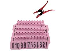 étiquettes pour bétail, For chèvres, bovins, moutons, porcs, chiens, cerfs, fermes, avec 1 pince for retirer les étiquettes d'oreille, 001-100/001-200/001-300 numéro 1-300/1-100(Pink,1-300)