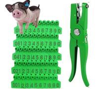 étiquettes pour bétail, Lot de 100kits d'identification d'animaux: porcs, veaux, auriculaires en TPU avec 1pince applicatrice (201-300/301-400)(Green,301 400)