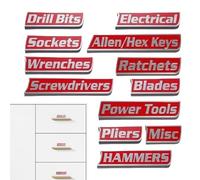 Étiquettes Pour Boîte À Outils | 12 Pièces Réutilisables,Étiquettes Tiroir Outils Organisation Accessoires | Pour Organisation Identification Des Tiroirs Armoire Garage Et Réparation
