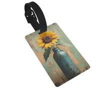Étiquettes pour bouteilles en verre bleu antique tournesol jaune antique pour valise, idéales pour les sacs à dos de voyage, croisière, sac à dos