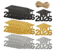 Étiquettes pour Chapeau de Remise de Diplôme,24 Pièces de Tags de Chapeau Étincelants - Décorations de Fête de Graduation 2026 - Pour projets artisanaux de table, centres de table, vases, bocaux et cl