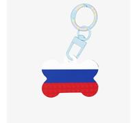 Étiquettes pour chien avec impression drapeau russe, porte-clés en acrylique en forme d'os de chien, étiquettes de motif double face pour chiens et chats