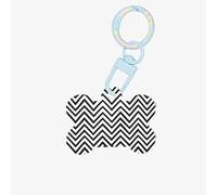 Étiquettes pour chien avec motif à rayures en zigzag - Porte-clés en acrylique en forme d'os de chien - Étiquettes de motif double face pour chiens et chats