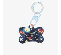 Étiquettes pour chien en acrylique en forme d'os de chien double face pour chiens et chats Motif univers ciel étoilé