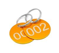 Étiquettes pour clés, Étiquettes numériques en métal avec porte-clés, multicolores, 30 mm, plusieurs plages de numéros(Yellow,1-50)