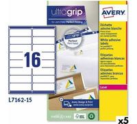 Étiquettes pour imprimantes Avery L7162 blanches 15 feuilles 99,1 x 33,9 mm (5 pièces)