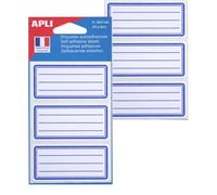 APLI-Agipa - Étiquettes scolaires - 34 x 75 mm - Blanc/bleu doublé - 24 unités