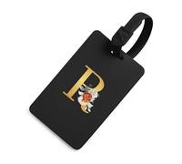 Étiquettes pour sacs de voyage, lettre R avec fleurs sauvages, étiquette d'identification pour bagages, étiquette de bagage avec cordes, cadeaux de voyage pour homme, sac à dos, accessoires de voyage