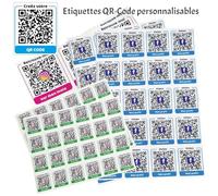 Etiquettes QR Code personnalisé pour réseaux (facebook, instagram, linkedin etc.), menu, web et autres - Texte, logo, lien, couleur, taille et quantité personnalisable - Stickers en vinyle autocollant