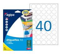 Apli 114004 - étui de 640 étiquettes multi-usage Ø 24 mm - Couleur: Blanc - Coins: Pastilles