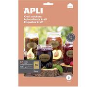 Etiquettes - Rondes - Papier kraft - Autocollant - Pochette de 180 étiquettes - Apli