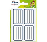 Avery – Étiquettes scolaires – Sachet de 20 – Lignées bleues – 36 x 56 mm