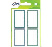 Étiquettes scolaires - AVERY - motifs bleus et verts - 36 x 56 mm - lot 24 - adhésif permanent