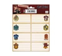 Grupo Erik - Pack de 16 Étiquettes Autocollantes Harry Potter Maisons de Poudlard | 8 x 4 cm | Scolaires, de Noël, pour Cahiers et Pochettes