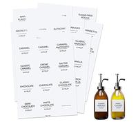 Etiquettes Sirop de Café, 84pcs Blanc Imperméable Étiquettes Autocollantes de Sirop de Café Minimalistes Étiquettes Cuisine Bocaux pour Bouteille Conteneurs de Café Organisation du Distributeur