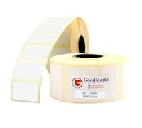 Étiquettes thermiques directes GoodMarkt autocollantes | 1 rouleau de 25x15 mm, blanc, 1000 étiquettes | Compatible avec Brother, Zebra, Phomemo | Etiquettes maison, étiquettes code barre, étiquettes