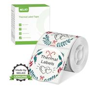 Étiquettes thermiques rondes pour étiqueteuse Nelko PM220 - 50 mm - Imperméable - Ruban adhésif multi-usage - 1 rouleau de 150 feuilles de papier thermique autocollant (Noël 1)