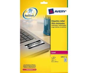 Etiquettes ultra résistantes 63,5 x 29,6 mm Avery L6011-20 - gris métal - Pochette de 540