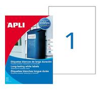 Etiquettes ultra-résistantes laser 210 x 297 mm blanches Apli - Pochette de 20