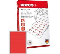 Étiquettes universelles Kores 105,0 x 37,0 mm sans marge rouge 1.600 étiquettes sur 100 feuilles