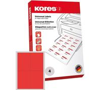 Étiquettes universelles Kores 105 x 148 mm sans marge rouge 400 étiquettes sur 100 feuilles