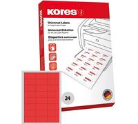 Étiquettes universelles Kores 70 x 37 mm sans marge rouge 2.400 étiquettes sur 100 feuilles