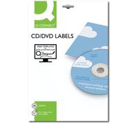 Étiquettes universelles Q-Connect pour CD/DVD Ø 116 mm blanc 2. et/feuille Co...