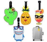 Étiquettes Valises PVC Souples Été Design Tropical - Lot de 4 - Légères & Étanches - Multicolores